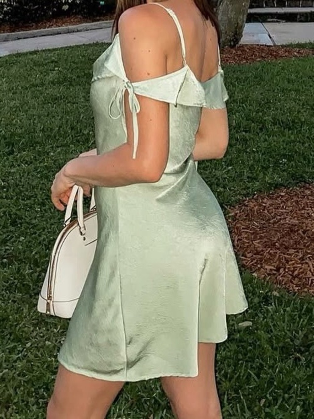 LELIS satin green mini dress